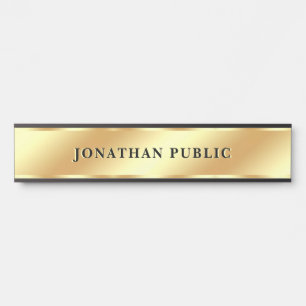 Placa De Porta Seu Texto Personalizado Faux Dourado Modelo Elegan