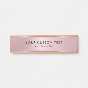 Placa De Porta Seu Texto Personalizado Modelo Elegante Rosa Doura