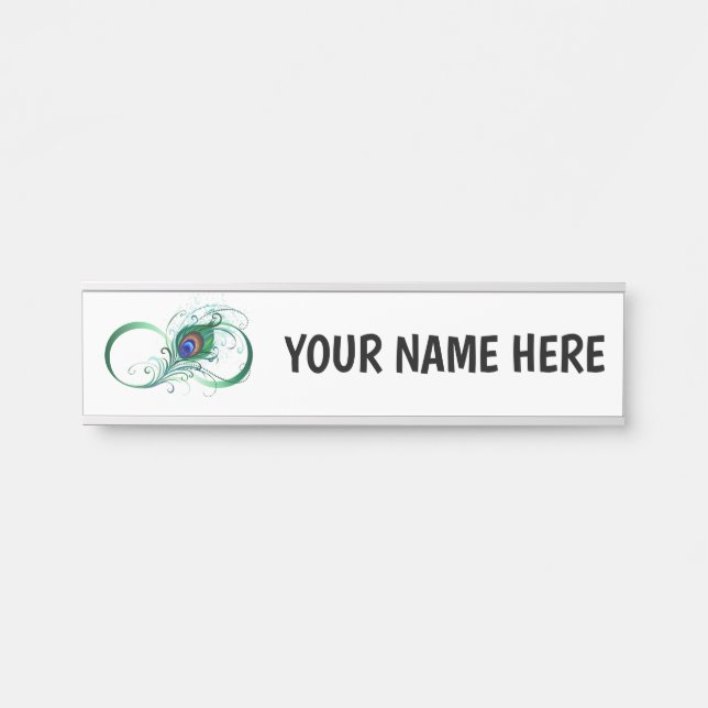 Placa De Porta Símbolo Infinito com Pavão (Frente)