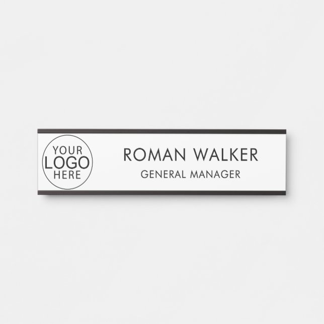 Placa De Porta Simple Business Logo Corporate Custom (Frente)