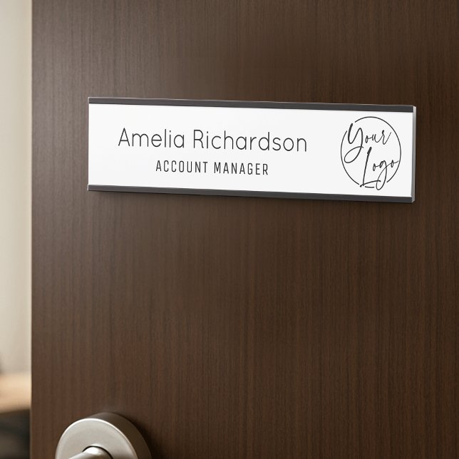 Placa De Porta Simple Business Logo Employee Name Job Title (Criador carregado)