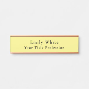 Placa De Porta Simples, Amarelo claro, profissional moderno