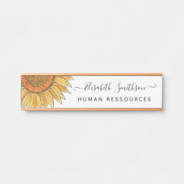 Placa De Porta Simples Aquarela Floral Profissional De Girassol