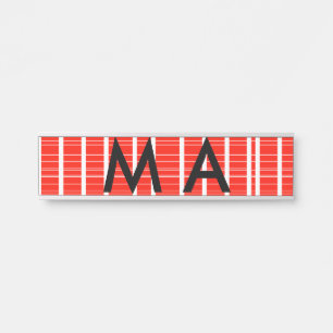 Placa De Porta Simples monograma adicione seu nome com letra míni