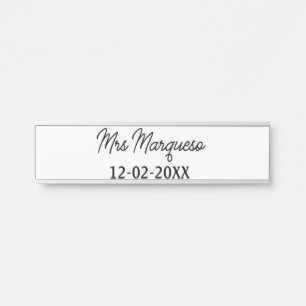 Placa De Porta simples monograma minimalista sra Sr nome data ano