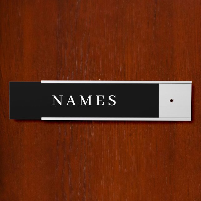 Placa De Porta Simples Preto Personalizado Adicionar Seu Nome Ele (Criador carregado)