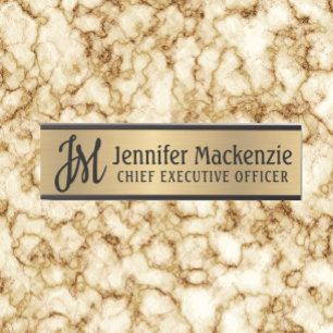 Placa De Porta Sinais de porta do escritório Dourada e de frente 