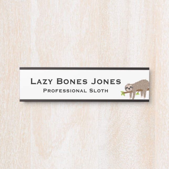 Placa De Porta Sloth Funny Office Door Sign (Frente)