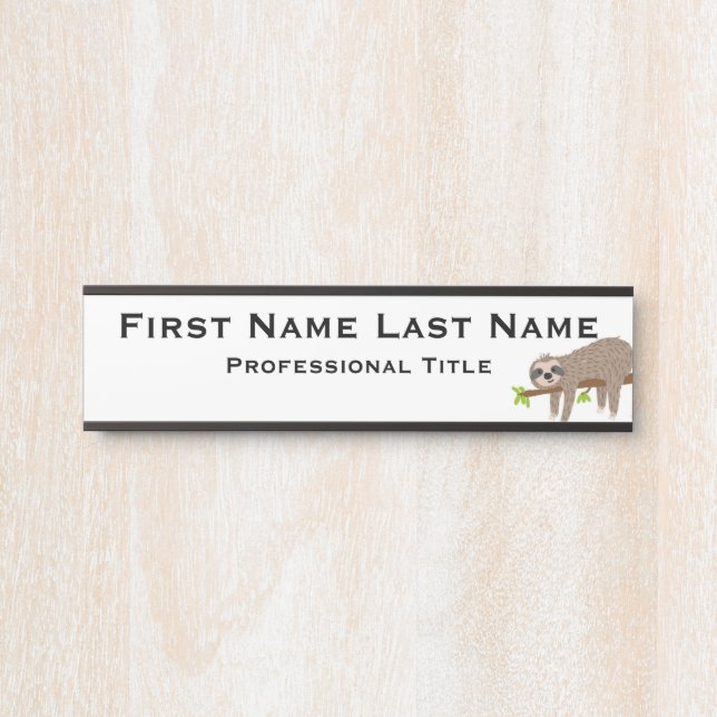 Placa De Porta Sloth Funny Office Door Sign (Frente)