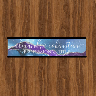 Placa De Porta Stardust Blue Purple Marble Agate Office Door Sign