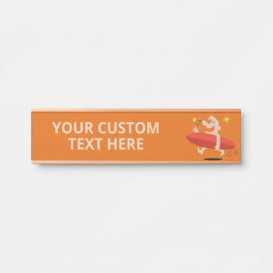 Placa De Porta Surfista Engraçado de Texto Personalizado