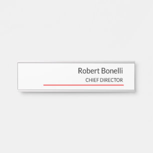 Placa De Porta Tamanho Padrão Moderno Vermelho Branco Simples Min