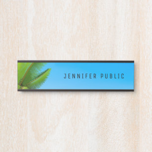 Placa De Porta Tendência Palms Azul Sky Modelo