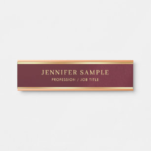 Placa De Porta Texto a cores Dourado do Glamor Vermelho na moda B