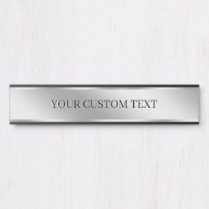 Placa De Porta Texto Personalizado Prata Crie Seu Próprio Elegant