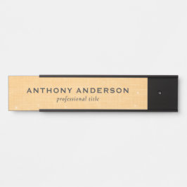Placa De Porta Textura de Linho Dourado com Brilho Branco Sutil