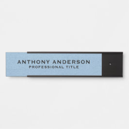 Placa De Porta Textura de Tecido de Linho Azul Claro