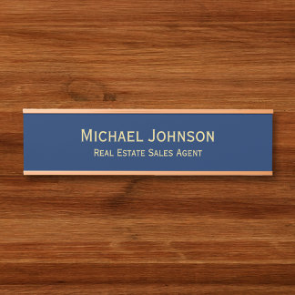 Placa De Porta Título do Office Azul do Marinho Moderno Profissio