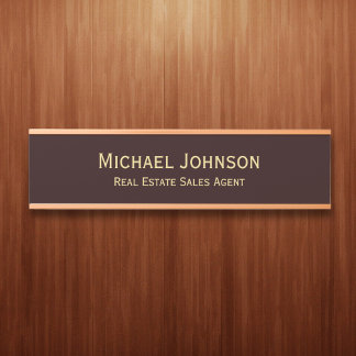 Placa De Porta Título do Office Dourado Castanho Moderno Profissi
