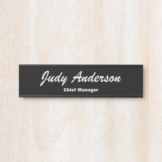 Placa De Porta Trend Black Bold Professional Plain Moderno Elegan (Frente)