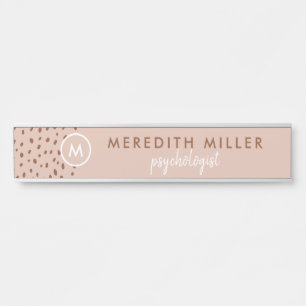 Placa De Porta Trendy Beige Monograma com Terracotta Boho Brown