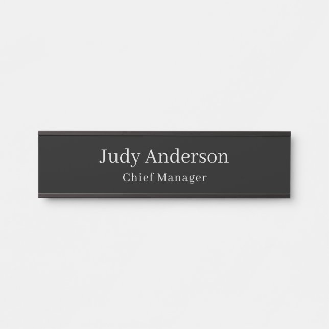 Placa De Porta Trendy Black Professional Plain Modern Elegante (Frente)