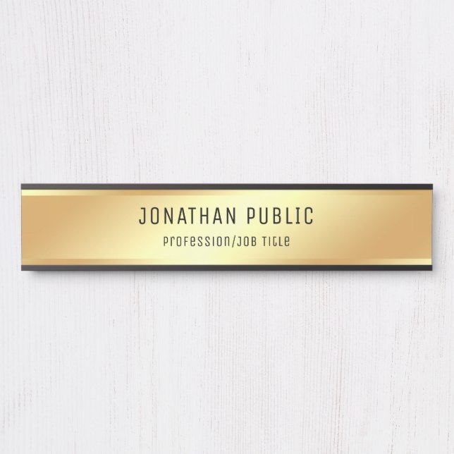 Placa De Porta Trendy Elegant Faux Dourado Personalizado Modelo (Frente)