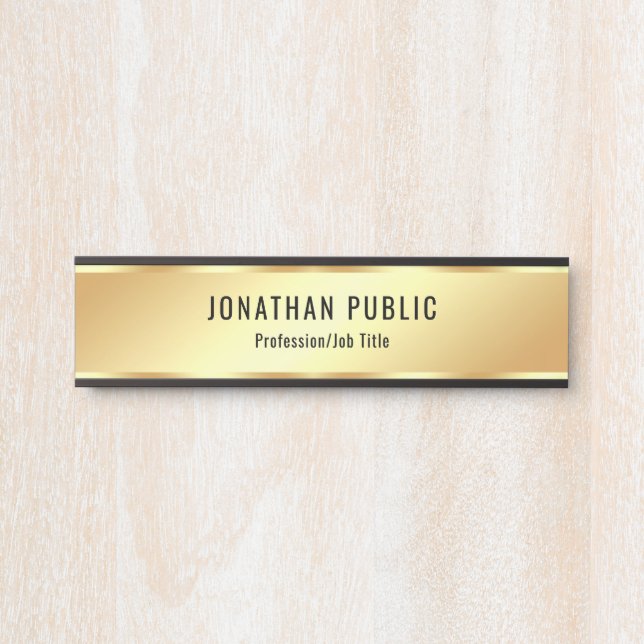 Placa De Porta Trendy Modern Faux Dourado Elegant Personalizado (Frente)