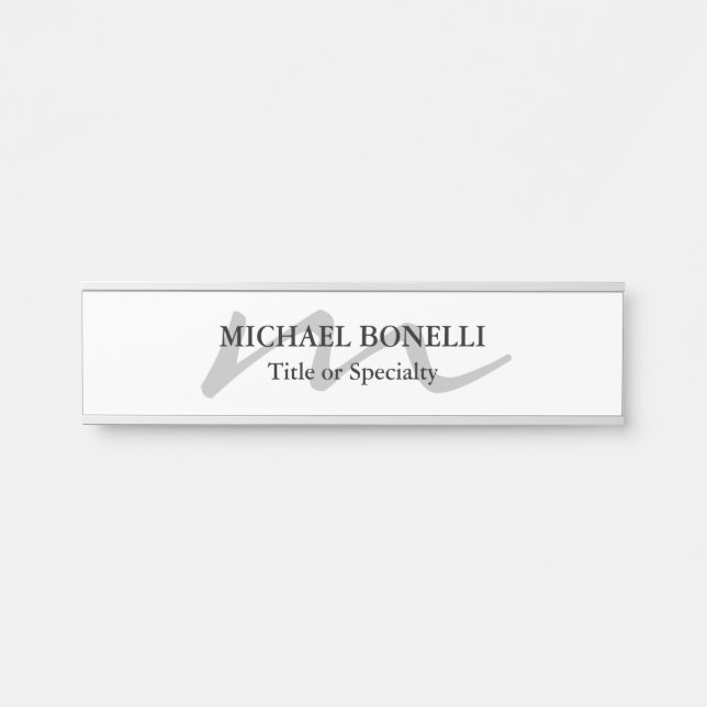 Placa De Porta Trendy moderno monograma profissional inicial (Frente)