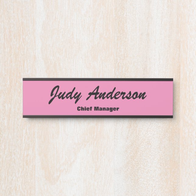 Placa De Porta Trendy Pink Bold Professional Plain Moderno Elegan (Frente)