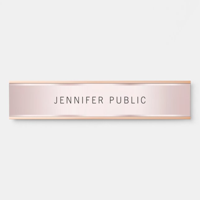 Placa De Porta Trendy Rose Gold Modern Elegant Name Home House (Frente)