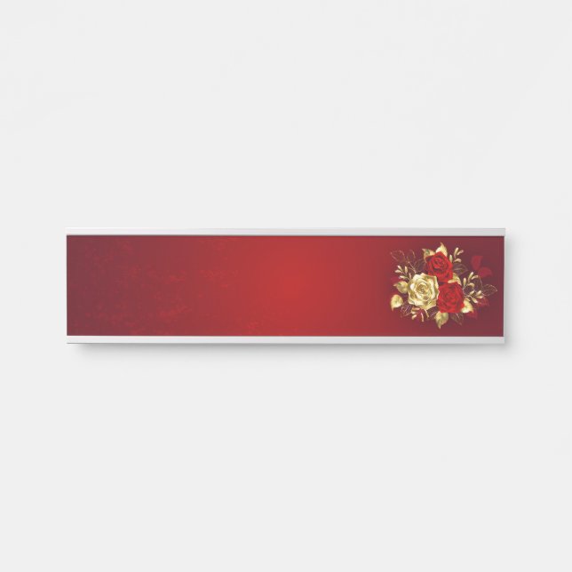 Placa De Porta Três Rosas de joalharia (Frente)