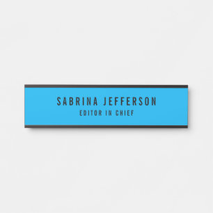 Placa De Porta Único Elegante Simples e Minimalista Azul Claro
