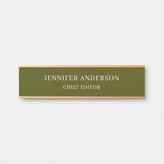 Placa De Porta Verde Chic Profissional Moderno Simples Minimalist (Frente)