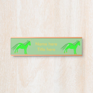 Placa De Porta Verde irlandês bonito e Dourado costume do Unicórn