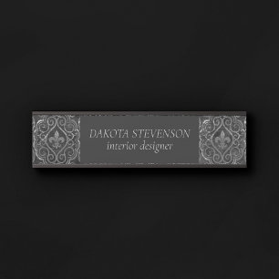 Placa De Porta Vintage Fleur de Lis   Marcas Grunge Damask