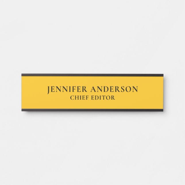 Placa De Porta Yellow Orange Professional Modern Plain Minimalist (Frente)
