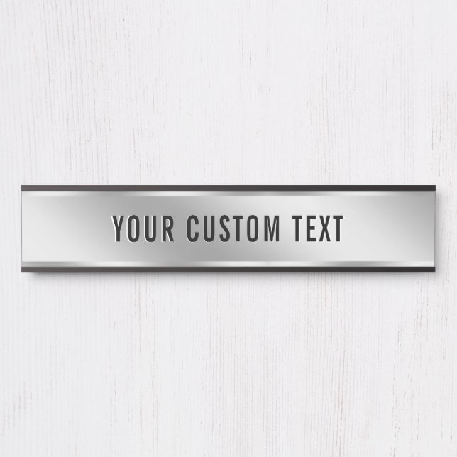 Placa De Porta Your Custom Text Silver Template Create Your Own (Frente)