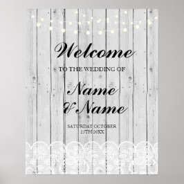 Placa de Poster de Boas-vindas Casamento Renda Cin