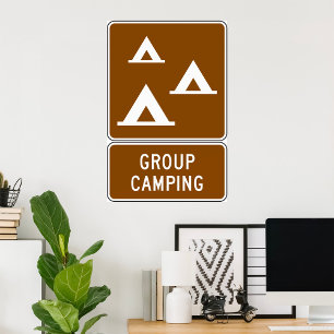 Placa de Poster de Camping em Grupo