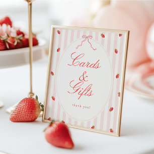 Placa de Poster de Mesa Strawberry Cards & Gifts