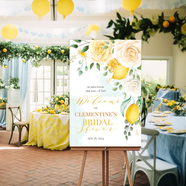 Placa de Poster em Aquarela Floral de Limão (Criador carregado)