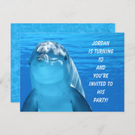 Placa de Posto do Convite de aniversário Dolphin