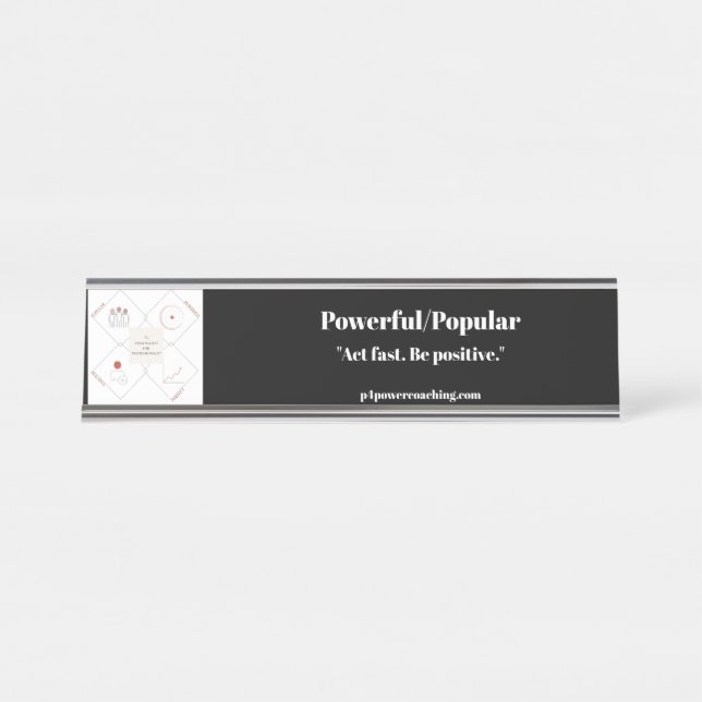 Placa de Prata Poderosa/Popular para Mesa (Frente)