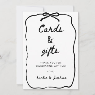 Placa de Presentes e Cartões de Casamento