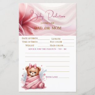 Placa de previsão de bebê de Ursinho rosa