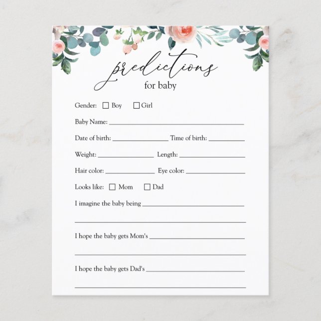 Placa de previsão do bebê para o horário do chá (Frente)