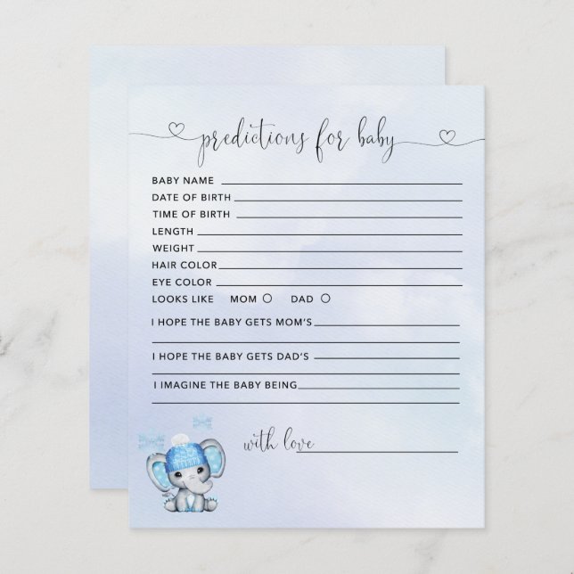 Placa de previsão do Chá de fraldas de elefante de (Frente/Verso)