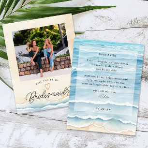 Placa de Proposta da Beach Bridesmaid com Ondas Oc