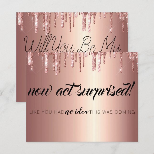 Placa de Proposta de Bridesmaid Elegante Glitter D (Frente/Verso)